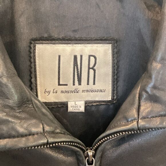 LNR Black Leather Zip Up Thermal Jacket Large - Picture 4 of 12